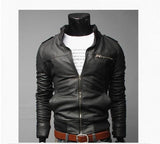 2019 New Fashion Autumn Male Leather Jacket Plus Size 3XL Black Brown Mens Stand Collar PU Coats Leather Biker Jackets