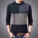 MIACAWOR Winter Warm Wool Sweater Mens Patchwork Pullover Men Knitted  Jumper Sweater O-Neck Sueter Hombre Plus Size Y176