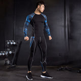 Hot Underwear Men Brand Tracksuit Rash gard Kit Quick drying Men Gym Clothes Man Compression Thermal Underwear Set slim joggers