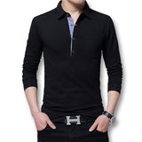 Icpans Polo Shirt Men Long Sleeve 2018 Casual Cotton Fashion Polo Shirt Men Big Size 5xl 4XL Slim White BlackTee Tops